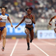 Jodie Williams of Great Britain, left, Crystal Emmanuel of Canada and Jamile Samuel of the Netherlands compete in the Women’s 200 Metres semifinal during day five of 17th IAAF World Athletics Championships Doha 2019 on October 01, 2019 in Doha, Qatar.